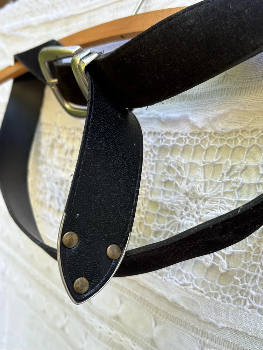 Black Suede Belt with Silver Buckle LP